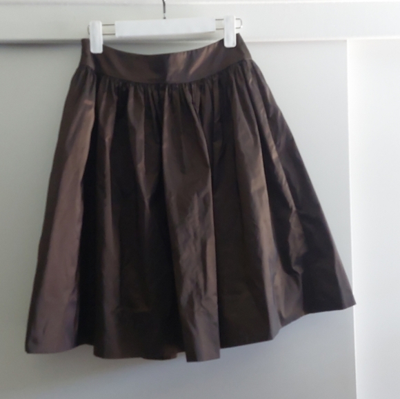 Trina Turk Silk Blend Chocolate Brown Satin Knee Length Skirt Sz 6 - Picture 5 of 10